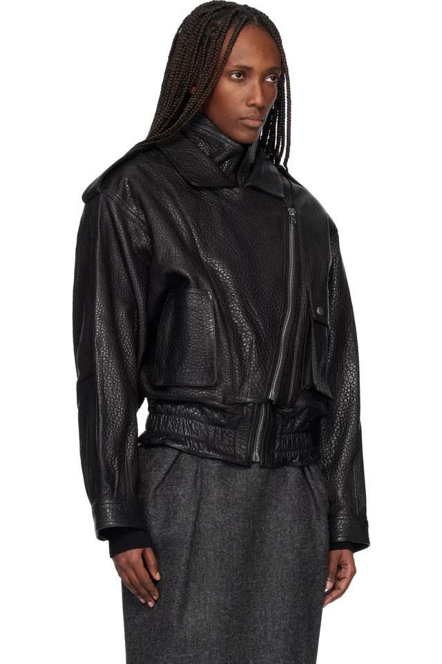 Isabel Marant Black Aneli Leather Jacket, photo 2 of 3 from SSENSE