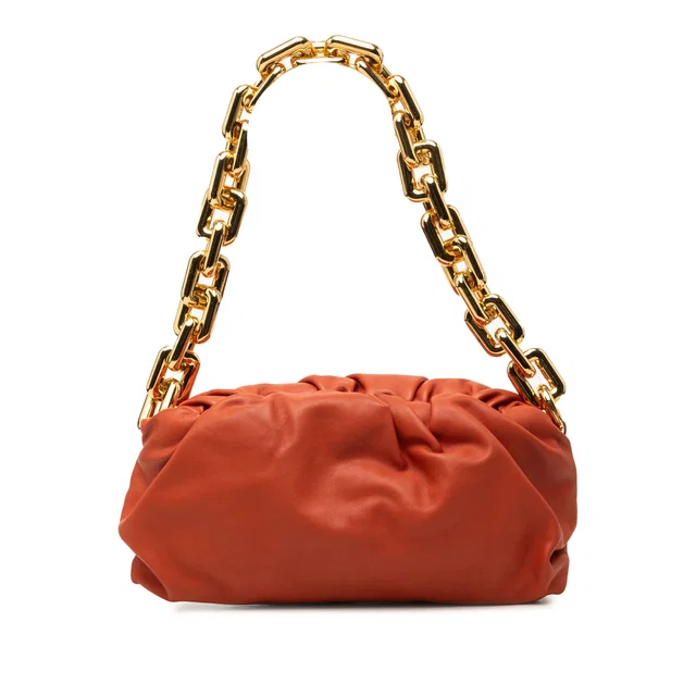Orange Bottega Veneta Lambskin Chain Pouch Shoulder Bag in Orange Lambskin from Designer Revival