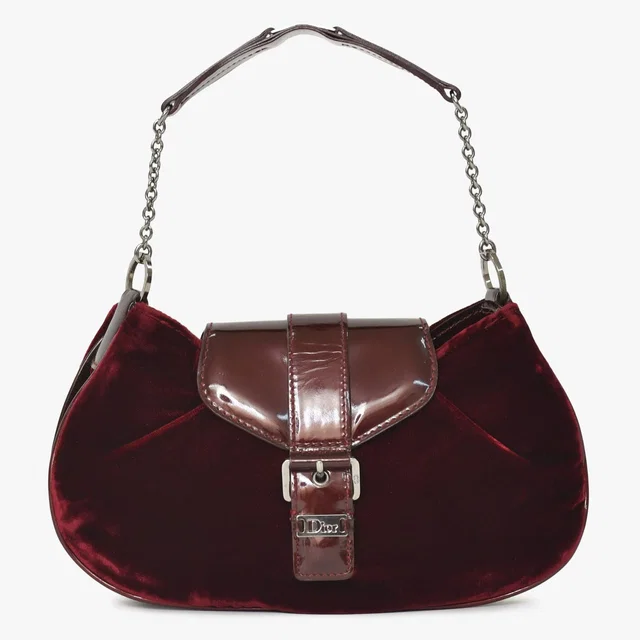 Dior Burgundy Wine Red Velour Bucket Bag Patent Leather in Burgundy Patent leather from The Reluxe