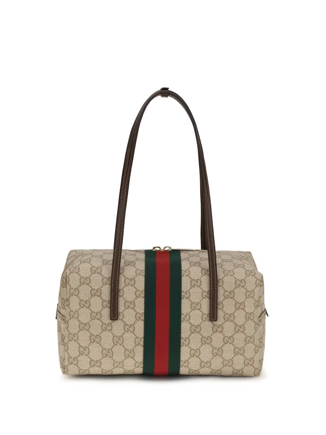Gucci Boston Melrose Shoulder Bag — Beige Cotton; Linen; Polyurethane in Beige Coated canvas from HEWI