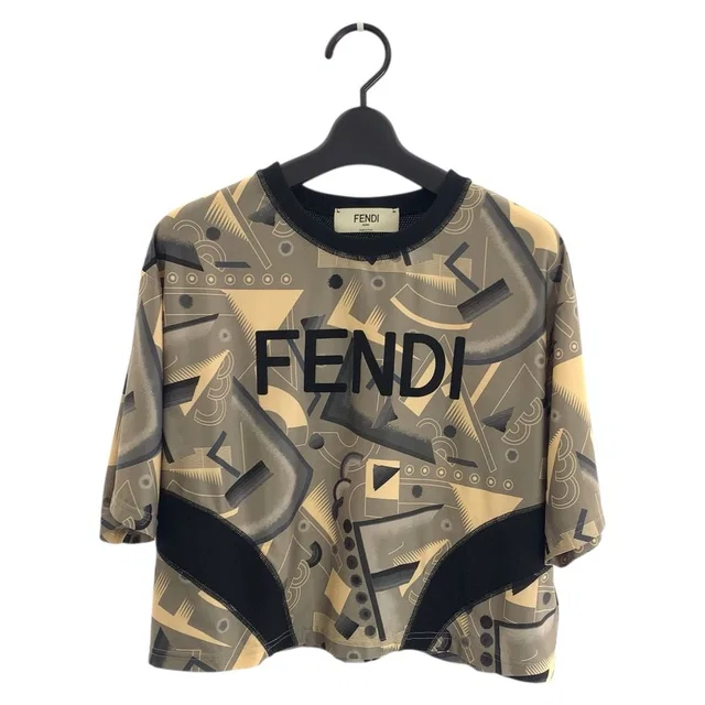Fendi Sportswear S Khaki Black Polyester Short Sleeve T-Shirt in Black from The Reluxe