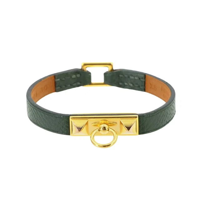 Hermès Mini Rivale Bracelet Epsom Green Gold XS in Green Epsom leather from The Reluxe