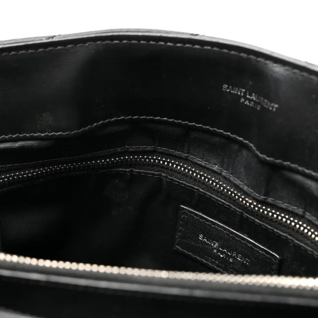 Saint Laurent Grain de Poudre Calfskin Y Quilted Monogram Medium Loulou Chain Satchel Black in Black Calfskin from FASHIONPHILE, photo 12 of 16