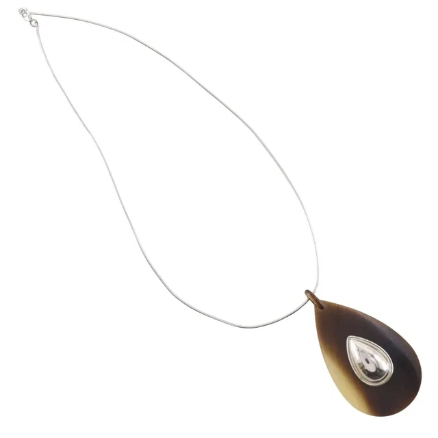 Hermès Drop Buffalo Horn Metal Silver Necklace in Silver from The Reluxe