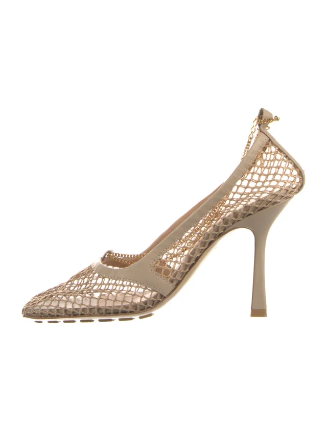 Bottega Veneta Mesh Chain-Link Accents Pumps in Leather from The RealReal