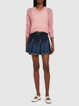 Cannari Concept Flared skirt with decorative zips in 98% Cotton, 2% Elastane, photo 2 of 5 from LUISAVIAROMA