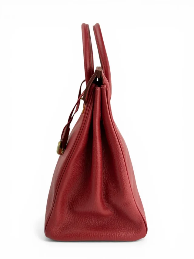 Hermès Rouge Clemence 32cm HAC Birkin Bag Clemence in Red Clemence leather from Season 2 Consign, photo 3 of 15