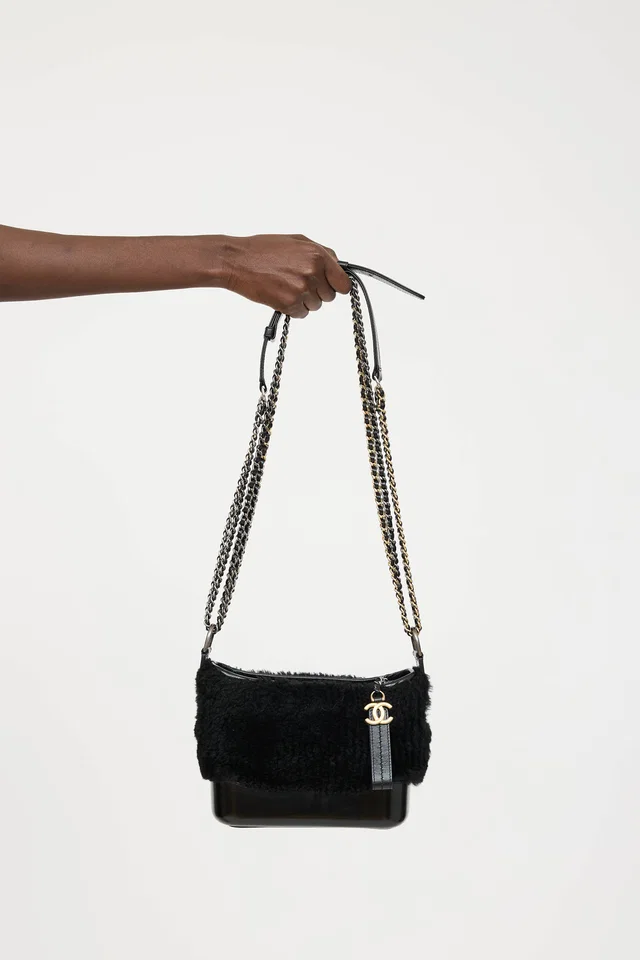 Chanel 2018-19 Shearling Small Gabrielle Bag in Leather from VSP Consignment