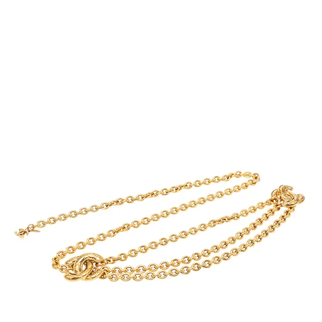 Gold Chanel Gold Plated Quilted CC Triple Chain Belt in Gold from Designer Revival