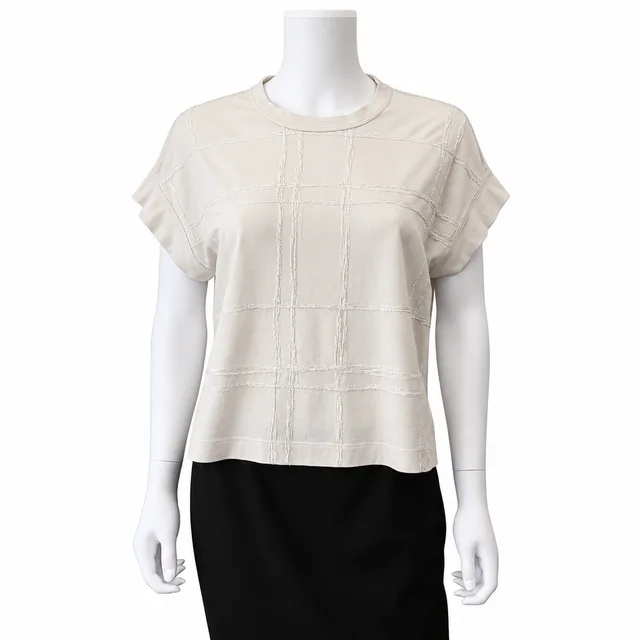 Brunello Cucinelli Neutral Brustroke Embroidery T-Shirt from Clotheshorse Anonymous