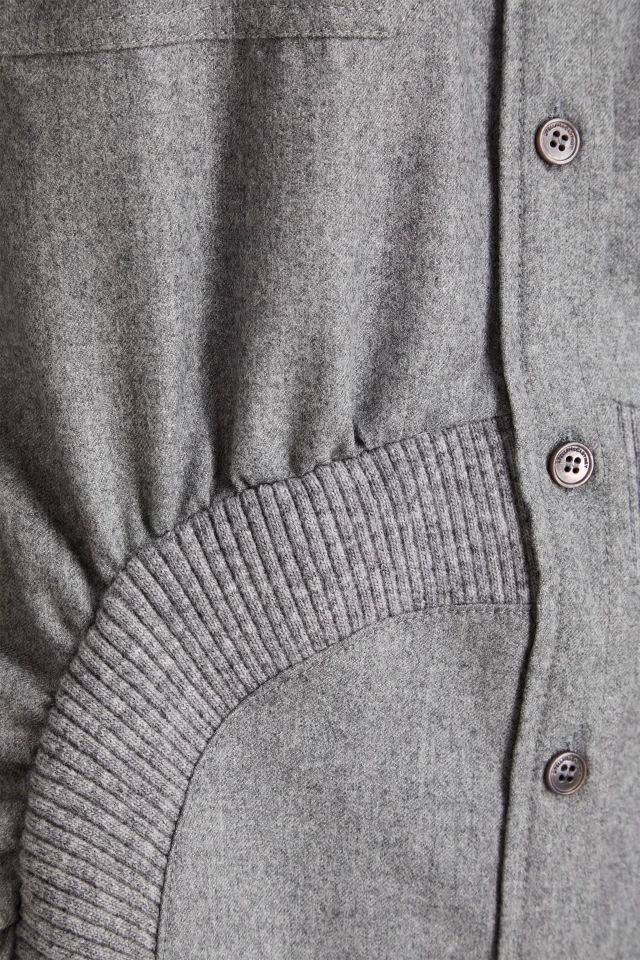 Stella McCartney Wren Ruched Wool-Flannel Shirt Dress in Grey, photo 4 of 4 from THE OUTNET
