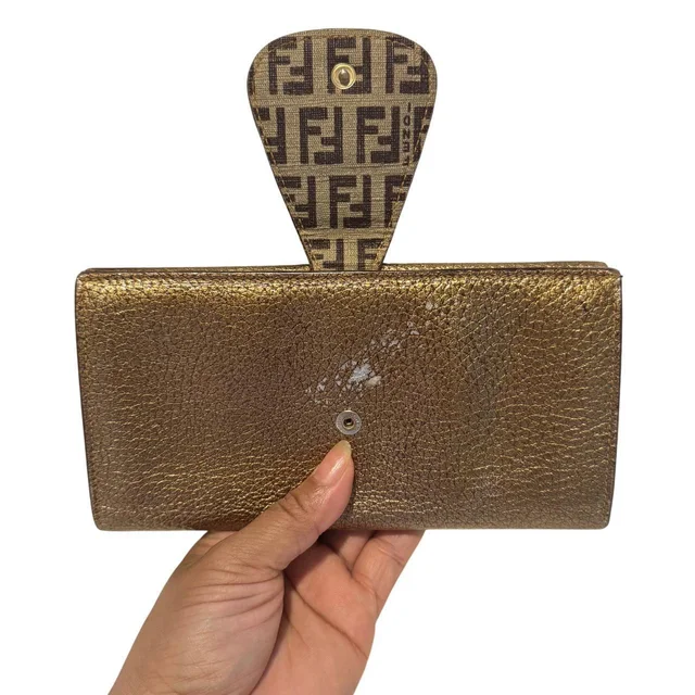 Fendi Women's Wallets - Gold/Brown in brown|red|gold from Depop, photo 3 of 7