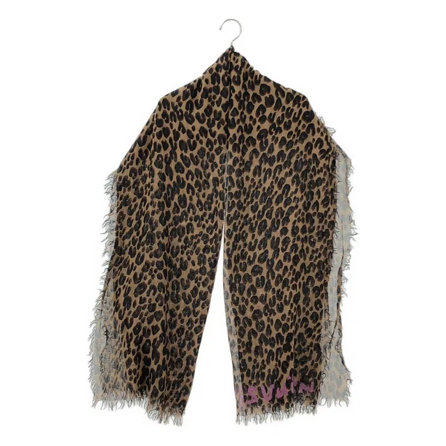 Louis Vuitton Leopard Print Silk Cashmere Blend Shawl Brown Black Scarf in Black Silk from The Reluxe