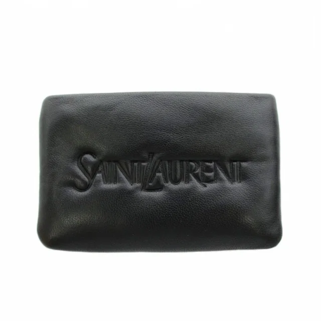 Saint Laurent Coin Purse Logo Lambskin Black in Black Lambskin from The Reluxe