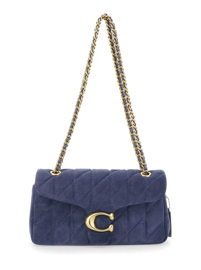 Coach Quilted Suede Shoulder Bag — Blue in Blue Suede from HEWI