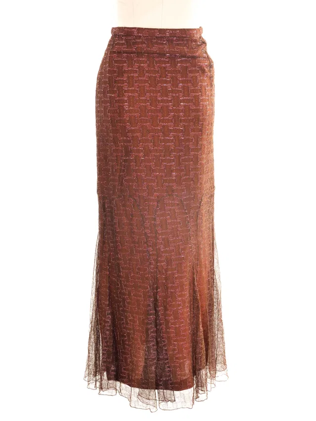 1999 Chanel Metallic Lace Maxi Skirt in Wool from Arcade Vintage