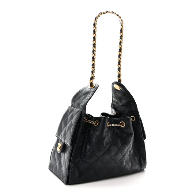 Caviar Quilted Small Chanel 25 Handbag Dark Navy in Navy Caviar leather from FASHIONPHILE, photo 3 of 6