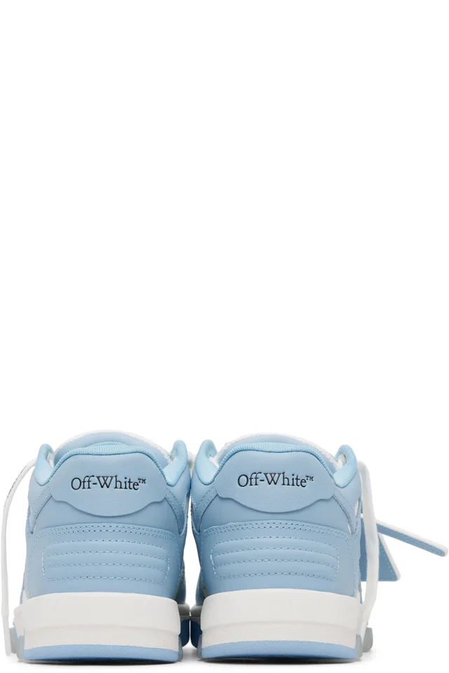 Off-White Blue & White 'Out Of Office' Calf Leather Sneakers, photo 2 of 4 from SSENSE