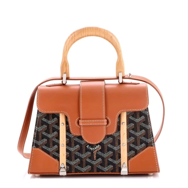 Goyard Structured Saigon Top Handle Bag Coated Canvas with Leather Mini in brown|red Coated canvas from Rebag