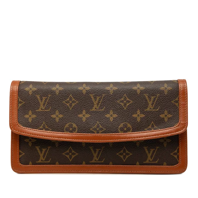 Brown Louis Vuitton Monogram Pochette Dame PM Clutch Bag in Brown Coated canvas from Designer Revival