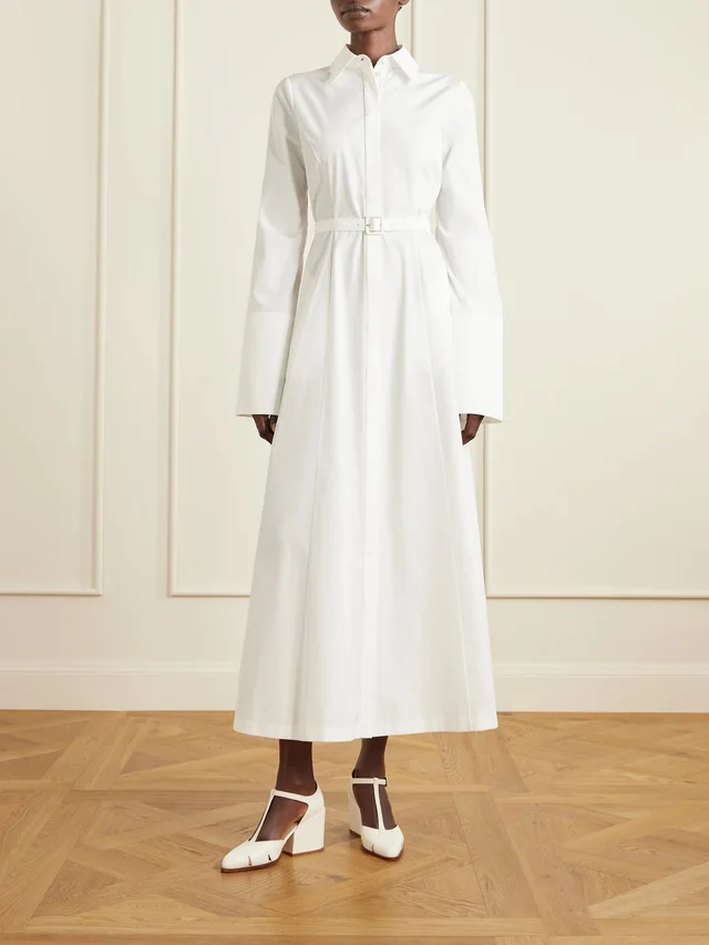 GABRIELA HEARST Carmina belted cotton-poplin maxi dress in White, photo 2 of 2 from NET-A-PORTER (Canada)