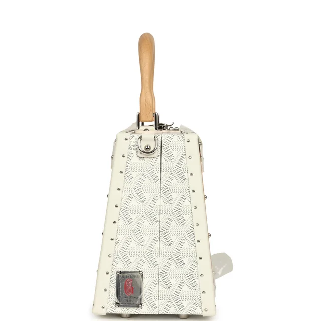 Goyard Goyardine Saigon Mini Trunk White Cervon Calfskin Palladium Hardware in White Calfskin from Madison Avenue Couture, photo 2 of 2