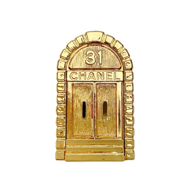 Chanel 31 Door Motif Brooch Plated Gold in Gold from The Reluxe