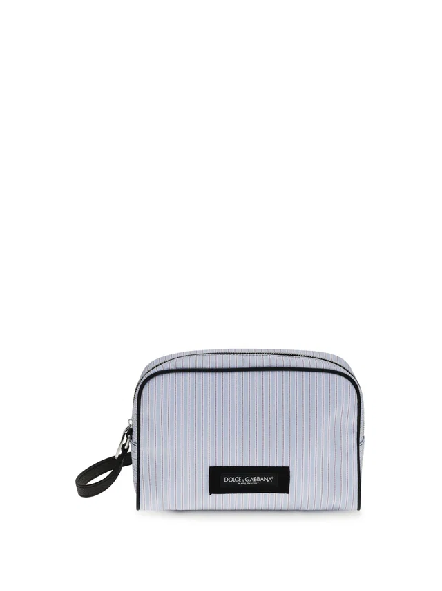 Dolce & Gabbana Striped Poplin And Leather Wallet — Blue in Blue Leather from HEWI