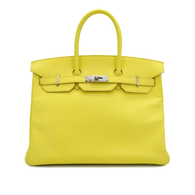 Hermès Birkin 35 Lime Epsom Hand Bag 2013 Square Q Palladium Hardware in Epsom leather from Luxury Promise