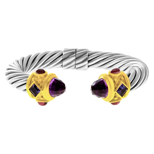 David Yurman Renaissance Bracelet with faceted Amethyst in Purple Yellow Gold, Sterling Silver from Gray And Sons