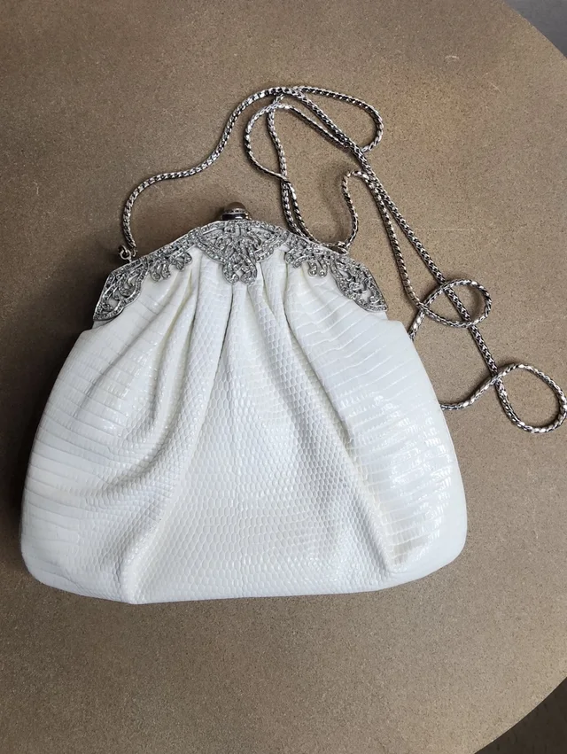 Coa Vintage Judith Leiber Lizard Embossed Bag Rhinestone Embellishments in silver|gray|white Lizard from Poshmark, photo 1 of 1