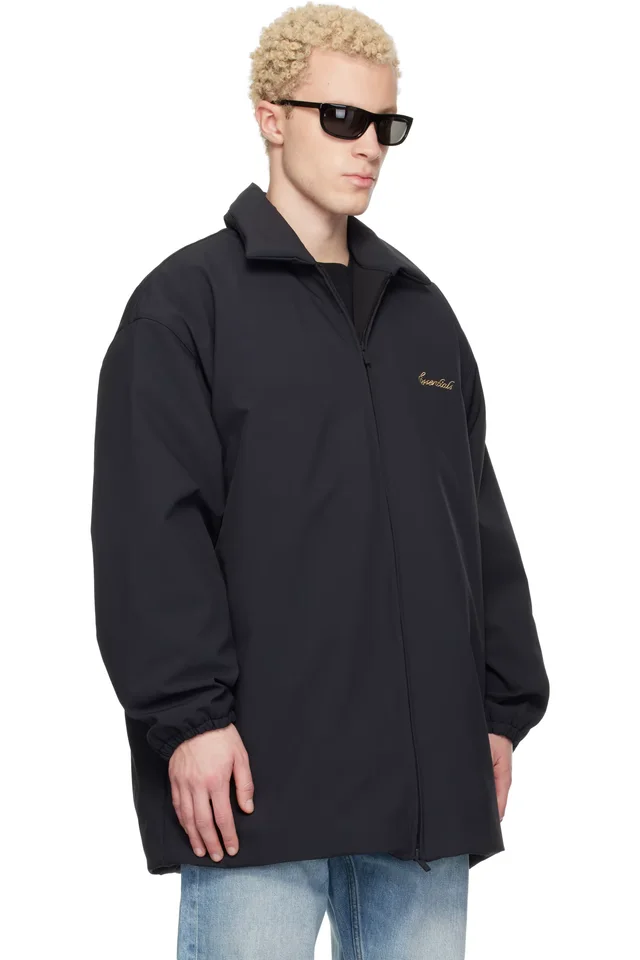 Fear of God ESSENTIALS Black Signature Filled Barn Jacket, photo 2 of 4 from SSENSE