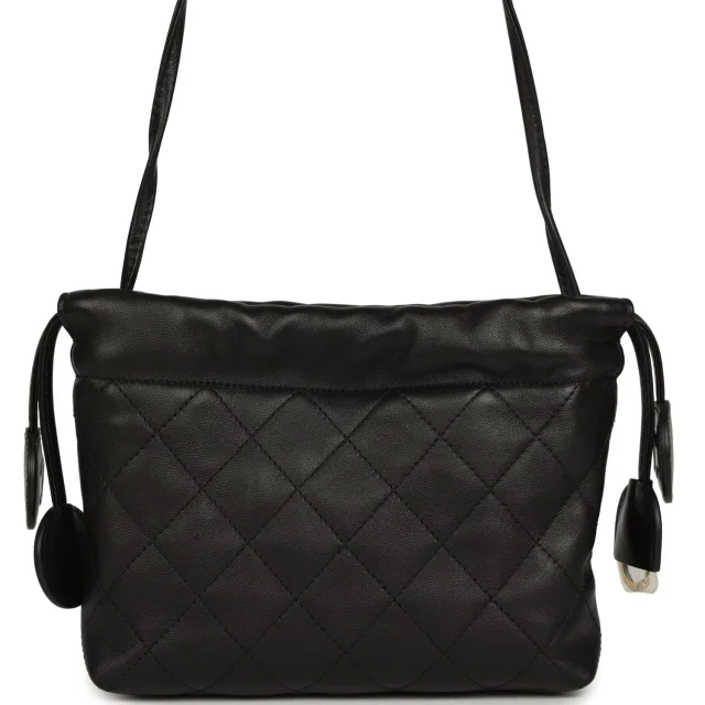 Chanel CC Drawstring Clutch in Black Lambskin from Madison Avenue Couture, photo 4 of 10