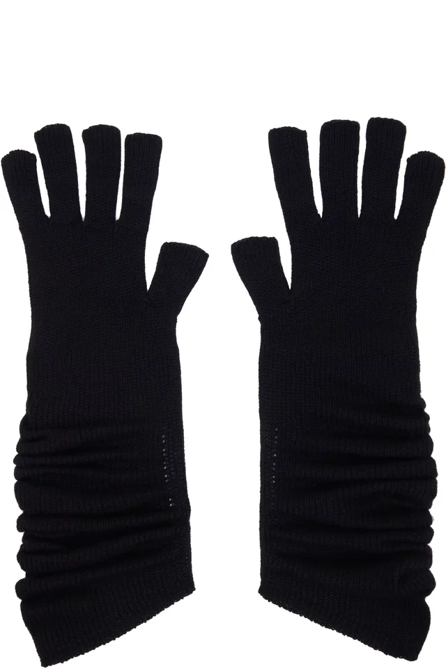 HOMME PLISSÉ ISSEY MIYAKE Black Cashmere Winter Gear Gloves, photo 2 of 2 from SSENSE
