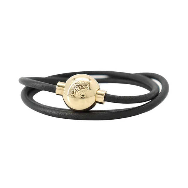 Loewe Pebble Bracelet BlackJJ07240X01 Leather Gold Plated in Gold Leather from GALLERY RARE