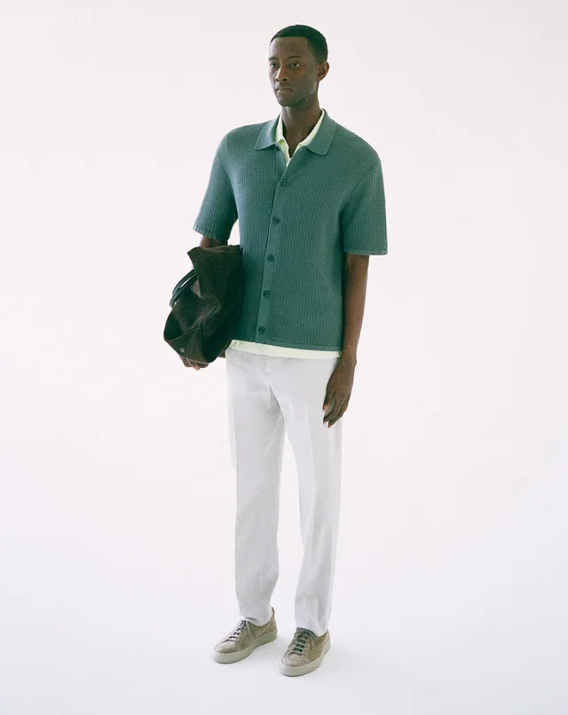 Theory Brenan Polo Shirt in Light Bilen in FADED LIME 62% Viscose, 38% Polyester; Exclusive Of Elastic, photo 6 of 14 from Theory