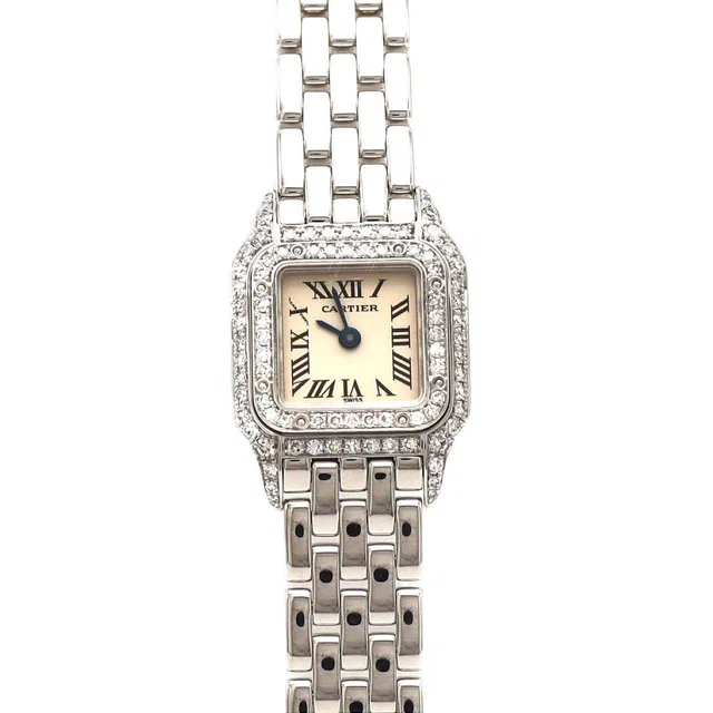 Cartier Mini Panthere White Gold Watch in White from LuxUness