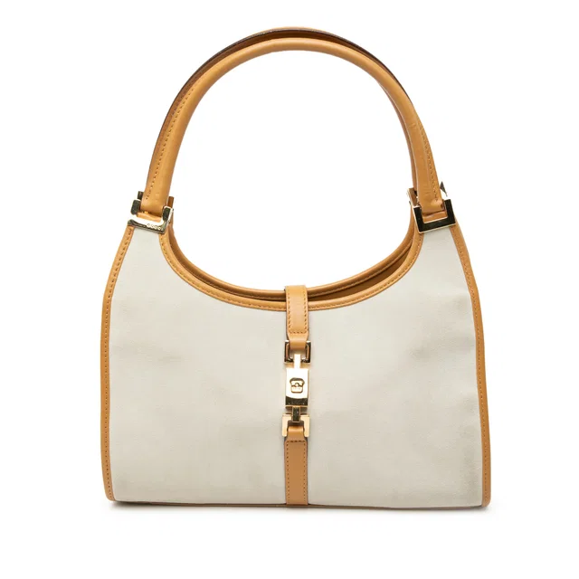 White Gucci Suede Jackie Bardot Handbag in White Suede from Designer Revival