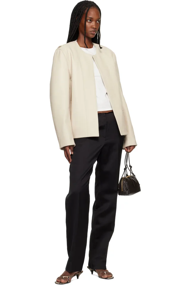 TOTEME Off-White Minimal Leather Biker Jacket, photo 4 of 4 from SSENSE
