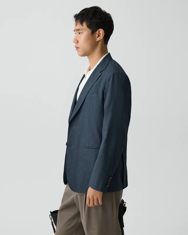Theory Standard Blazer in Good Linen in DARK BLUE WING 62% Linen, 36% Viscose, 2% Elastane, photo 2 of 14 from Theory