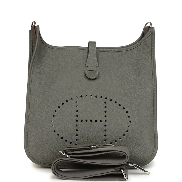 Hermès Evelyne III PM Gris Meyer Clemence Palladium Hardware in Grey Clemence leather from Madison Avenue Couture