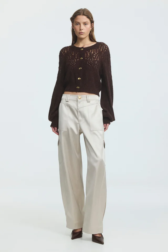 AJE Brielle Lace Knit Cardigan in Brown from Aje, photo 1 of 1