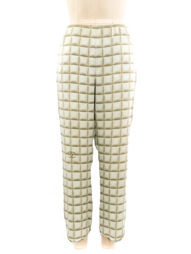 Chanel Quilt Printed Silk Pants in Multicolor Silk from Arcade Vintage