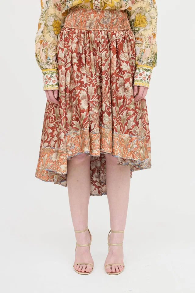 Zimmermann Floral Asymmetrical Skirt in Silk from VSP Consignment