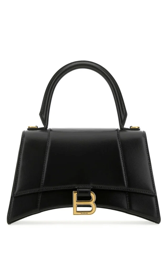 Balenciaga Hourglass Top Handle Bag — Black T Domesticated Calf Le in Black Calfskin from HEWI
