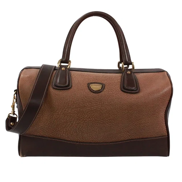 Gucci Leather Brown Boston Bag Gold in Brown Leather from The Reluxe
