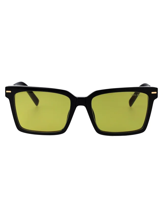 Miu Miu 0mu Yellow-Tinted Acetate Sunglasses — Black in Black from HEWI