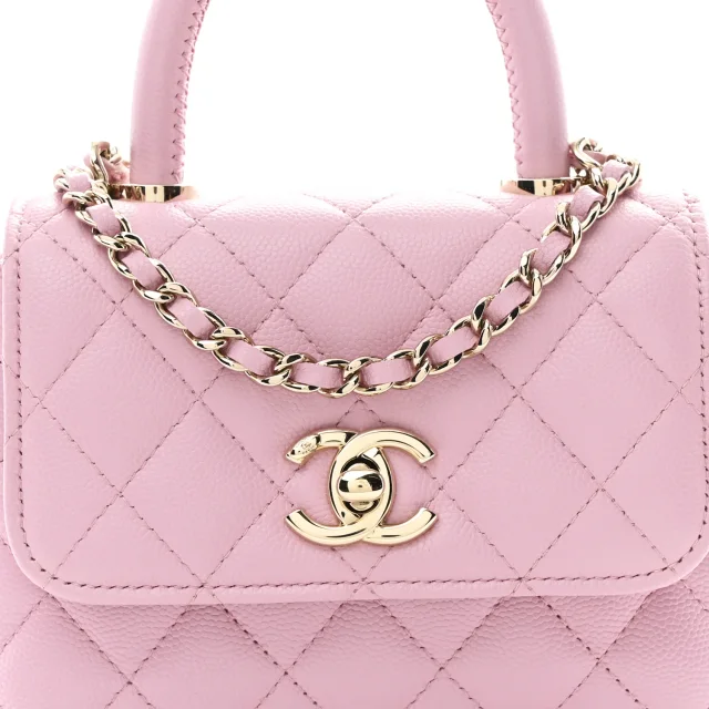 Chanel Caviar Quilted Coco Handle Clutch in Pink Caviar leather from FASHIONPHILE, photo 8 of 11