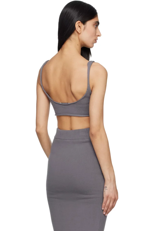 Entire Studios Gray Raw Knit Bra, photo 3 of 4 from SSENSE