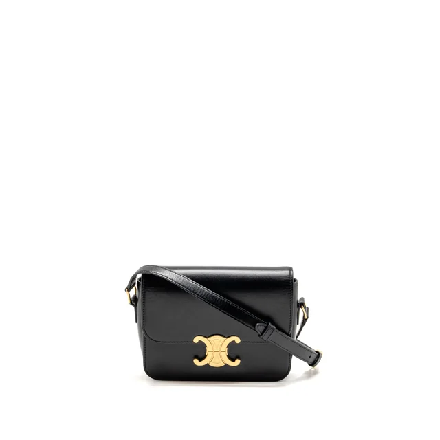 Celine Teen Triomphe Bag shiny calfskin Black GHW in Black Calfskin from EMIER